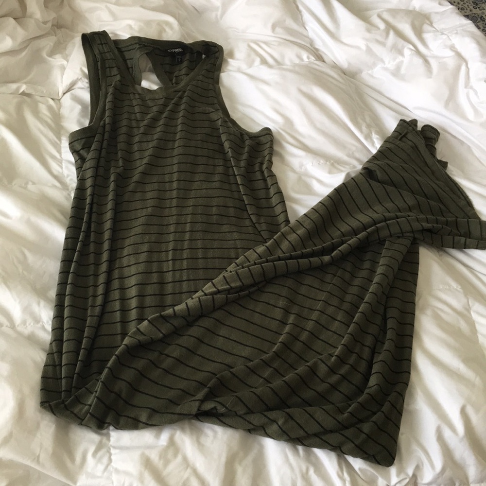 Express Army Green and Black Striped Maxi